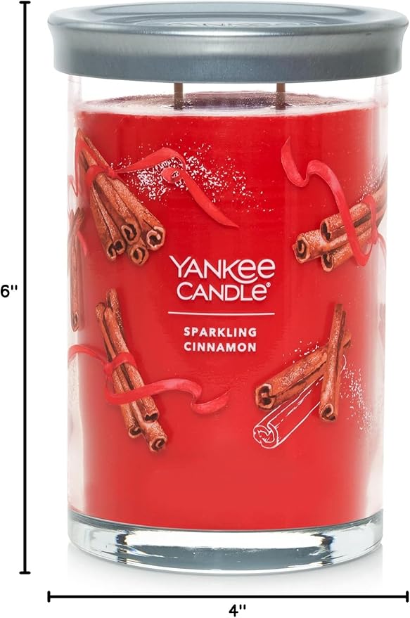 Yankee Candle Large Tumbler Scented Candle with up to 80 Hour Burn Time, Premium Plant Wax Blend for Consistent Burn, 20 oz Tumbler Candle with Room Filling Fragrance, Sparkling Cinnamon