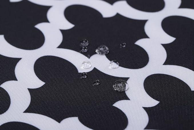 Mybecca Canvas Oxford Fabric Marine Waterproof Outdoor Awning 600 Denier Moroccan Ogee Pattern Black/White (Cut Separate by Yard for Prime Orders-1 Yard) (60"x36")