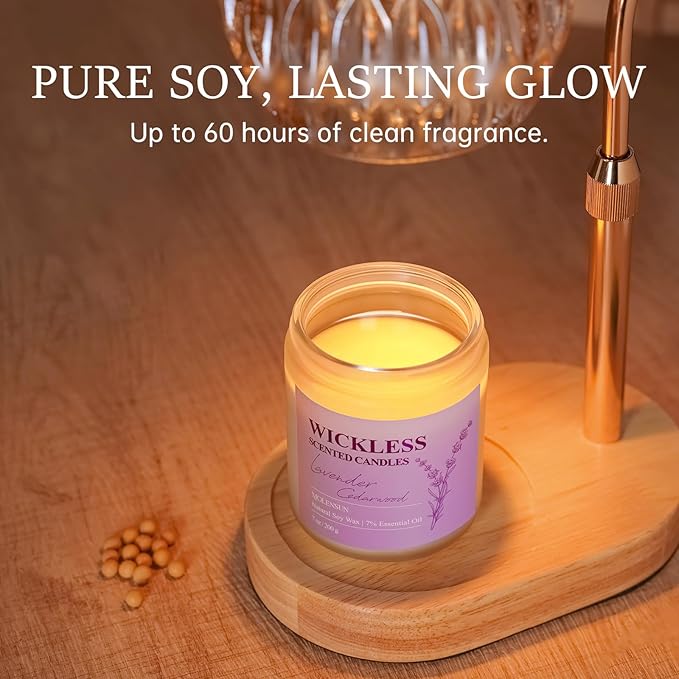 Lavender Cedarwood Wickless Candle for Candle Warmer Lamp with 10ml Essential Oil for Custom Aroma, Flameless Non-Toxic Soy Scented Candle for Home, Valentine Holiday or Birthday Gift for Women & Men