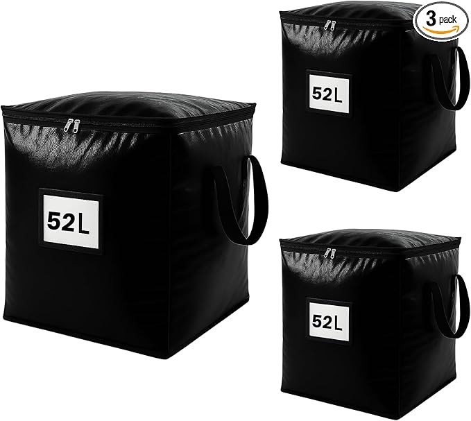 3 Pack 52L Storage Bags for Clothes, Moving Bags Heavy Duty Extra Large with Reinforced Handle, Storage Containers for Organizing Bedding, Blanket, Sheets, Pillows, Toys, Christmas Decorations