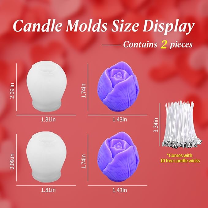 MGLIFEUL 2Pcs Tulip Silicone Candle Flower Wax Mold Silicone for Candles Resin Making Molds Moldes De Silicona para Hacer Velas Artesanales De Silicona,for Making Mothers Day Gifts for Mom Daughter