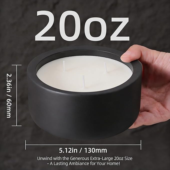 Viyffo 20oz Large Scented Candle – Eucalyptus & Rosemary, 3 Wick Non Toxic Soy Candle, Matte Black Ceramic Jar, Luxury Home Fragrance for Men, Elegant Spring Décor & Premium Birthday Gift