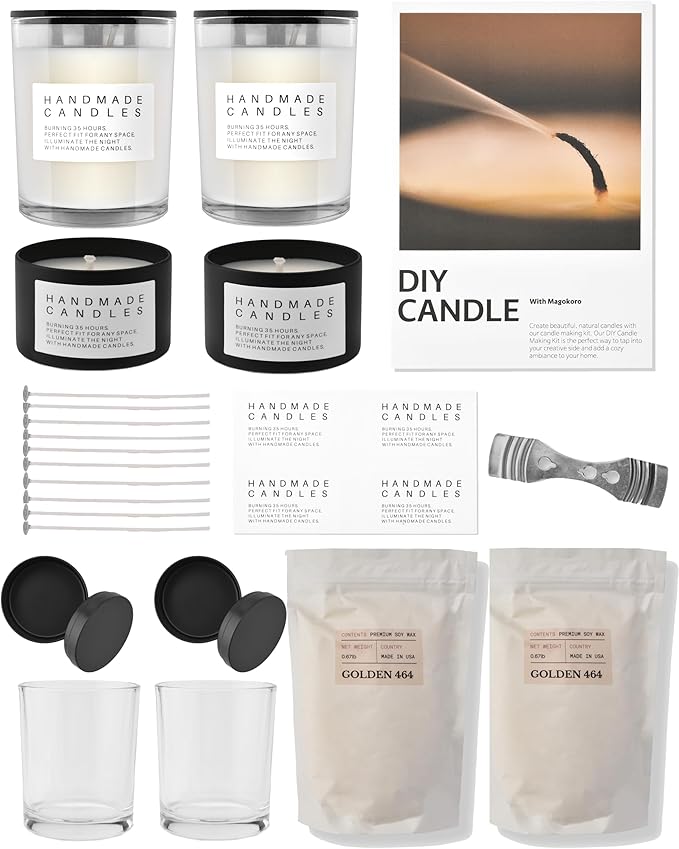 MAGOKORO Natural Soy Candle Making Kit, DIY Candle Making Supplies for Beginners, Adults&Kids (Basic Kit)