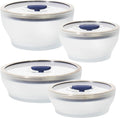 Anyday 8-Pc Microwave Cookware & Glass Food Storage Set with Glass Lids | Plastic-Free Containers | Stackable Airtight Steamer with Vented Lid for Microwave-Safe Reheating & Steaming Vegetables, Rice