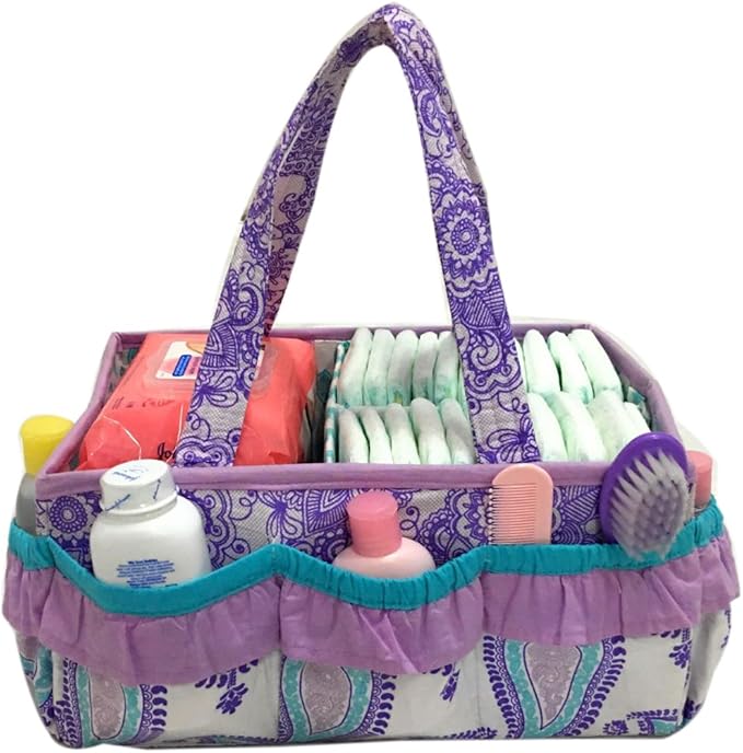 Bacati - Paisley Kids Storage (Nursery Storage Caddy, Lilac/Purple/Aqua)