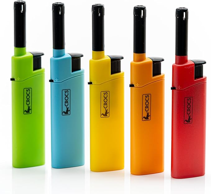 Crocs Candle Lighters - Easy Reach, Refillable, Long BBQ Lighters for Outdoor Use - Butane Refillable - 5 Pack