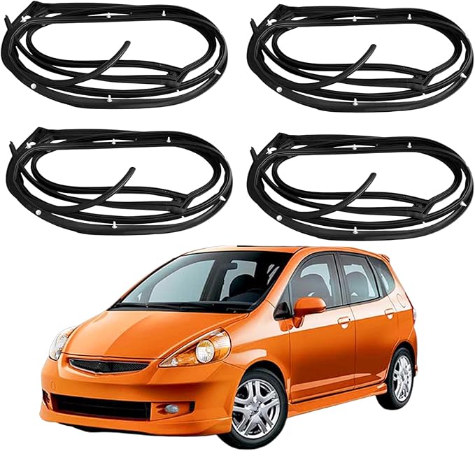 Weather Stripping Seal Strip for Honda Fit Sedan 2003-2008 OE: 72350/72310/72850/72810-SEL-T01 - Sound Deadening Rubber Door Seal Kit Reduce Wind & Road Noise Car Insulation