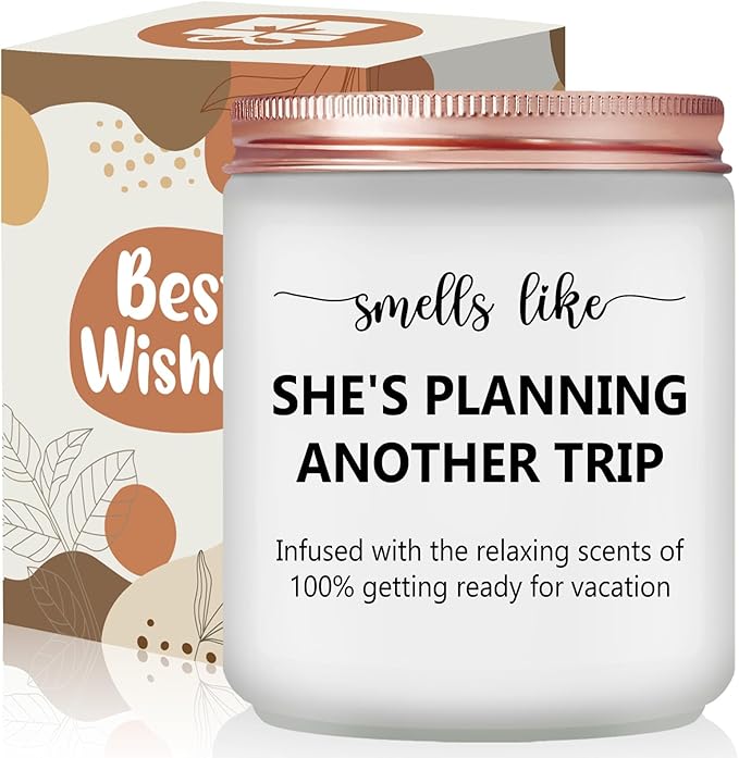 Travel Gifts for Women, Men - Travelers, Tourist Unique Great Gifts - Best Christmas Creative Vacation Trip Gift for The International Traveler People Who Travel - Lavender Scented Candle