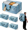 WORKPRO 4 Pack Extra Large Moving Bags with Zippers & Carrying Handles Backpack Straps, Heavy-Duty Storage Tote for Space Saving & Storage, Alternative to Moving Box (Dusty Blue)