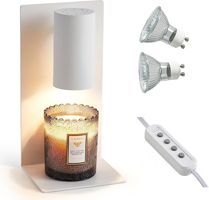 White L-Shape Candle Warmer Lamp with Timer Dimmable, New Home Decor for Bedroom, Office, Modern Living Room, Christmas Birthday New Year Gift for Women Man