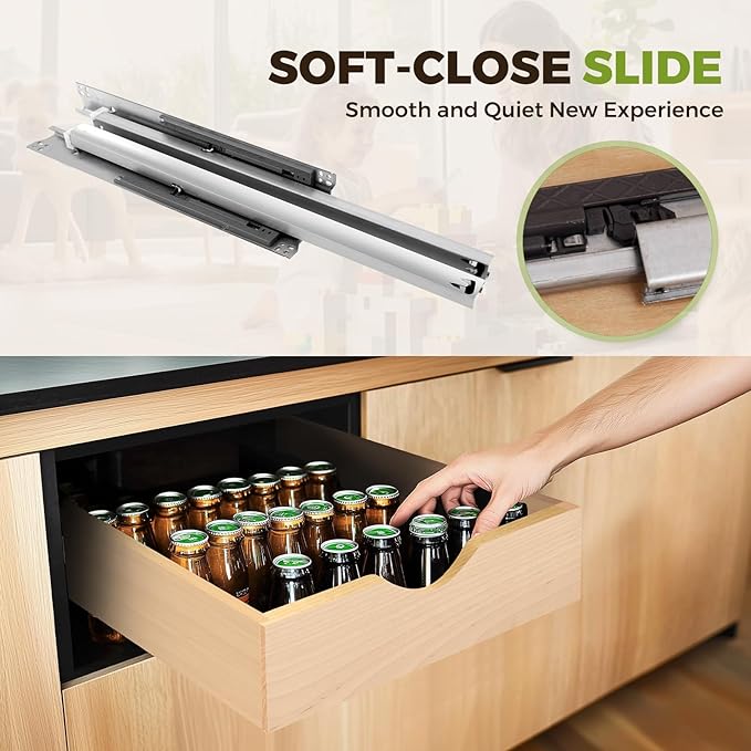 Pull Out Drawers for Cabinet 27" W x 23" D x 4.5" H Wood Slide Out Organizer and Storage Kitchen Cabinet Drawers Slide Out Shelves Pull Out Shelves in Kitchen Pantry Bathroom with Soft Close