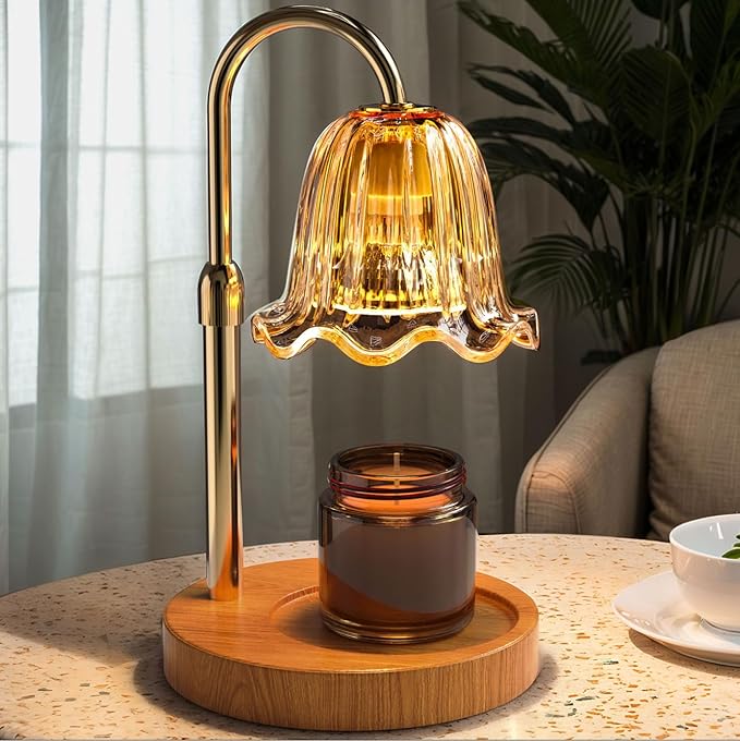 WarmEmbrace Candle Warmer Lamp with Timer Dimmable Light & Adjustable Height, Birthday Gifts for Women Mom Girl,House Warming Gift New Home Decor,Wax Melting Warmer for Jar Candles with 2 Bulbs/Gold