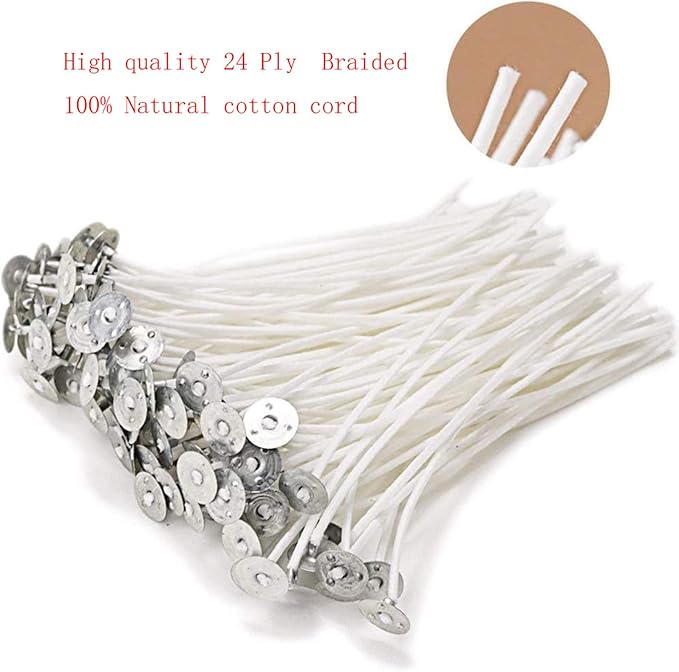Candle Wicks for Candle Making, Braid Candle Wick Pre Waxed Non-Smoke Braided Wicks Beeswax Candles Wicks for Candle Making DIY (15CM(6inch)
