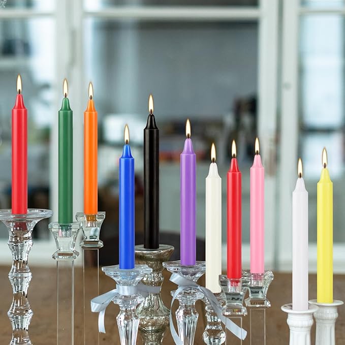 40 Pack Spell Chime Candles-4 Inch Multi-Colored Taper Candles Sticks-for Home Decor Kitchen Decor Wedding Decoration-10 Colours