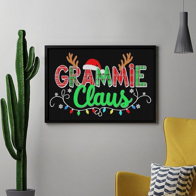 AIVKIEJK Diamond Painting Kits for Adults - Grammie Claus Grandma Christmas Xmas Painting DIY 5D Full Drill Diamond Dots Paintings with Diamonds Gem Art and Crafts Home Decor 8"x12"