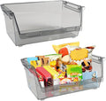 2Pack Pantry Organization and Food Storage Bin, Stackable Snack Organizer with Handles,Refrigerator Organizers and Storage for Kitchen Pantry Bathroom for Snacks, Spices,Chips Food Organizer