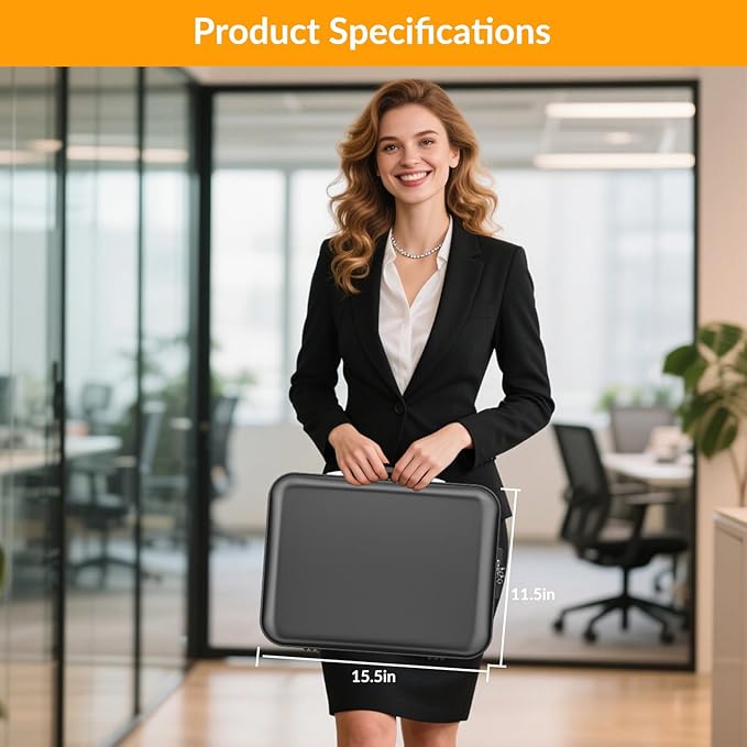 onvvippiv Hard Case Fireproof Document Box, Important File Organizer with Lock Waterproof Zipper, Portable Home Office Travel Storage Accordion Folder for Letter A4 Laptop Files