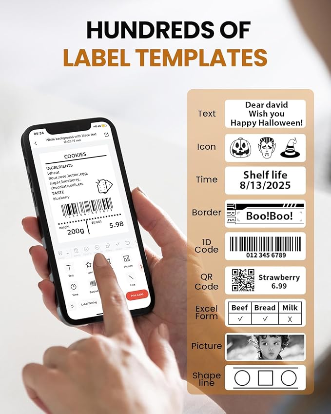 Large Label Maker 3 Inch - M260 Barcode Label Printer, Bluetooth Thermal Machine, Portable Wireless & Inkless for Small Business, Home, Office - Waterproof Label, Compatible with iOS/Android/PC, Black