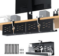KEEGH 16" Under Desk Cable Management Tray, 2 Pack Desk Cord Organizer Upgrade Capacity, No Drill Clamp/Screws Mount, Cord Management Tray for Home Office, Gaming Desk, Standing Desk, Black