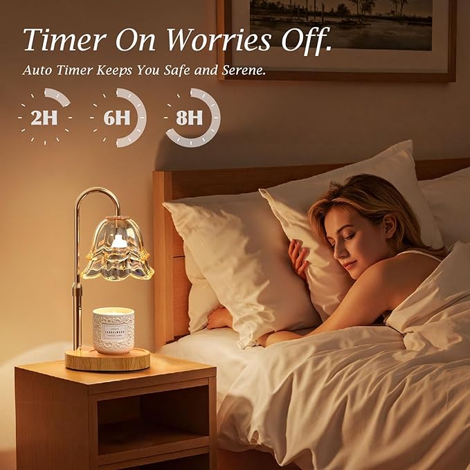 Candle Warmer Lamp with Timer Birthday Gifts for Women, Adjustable Height Dimmable Wax Warmer Lamp for Scented Candles Modern Farmhouse Decor, House Warming Gifts New Home Essentials