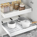 Expandable Pull Out Drawers for Cabinets (White): Kitchen and Pantry Organizer, Sliding Cabinet Organizer with Adhesive, Under Sink and Pots Storage, 12.5"-20.5". Adjustable Shelf Solution