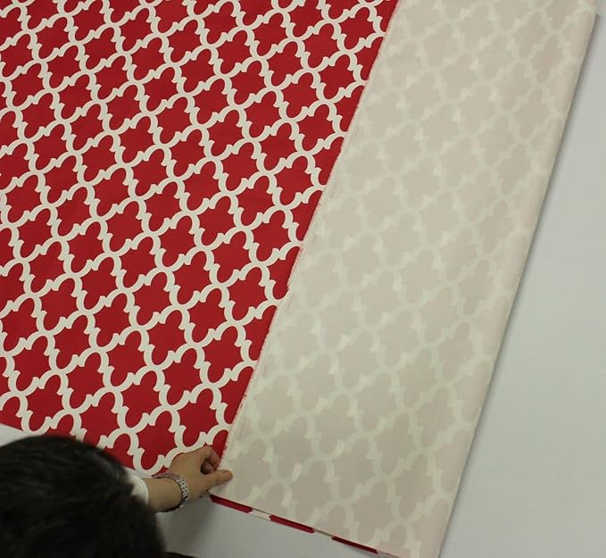Mybecca Canvas Oxford Fabric Marine Waterproof Outdoor Awning 600 Moroccan Ogee Pattern Red/White (Cut Separate by Yard for Prime Orders-1 Yard) (60"x36")