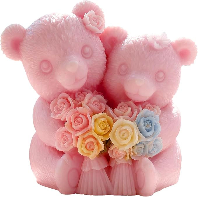 Tulip Flower Bear Heart Cylinder Candle & Resin Mold - Resin Casting Silicone Molds for Home Decor & Candle Making Wave Spiral Mold