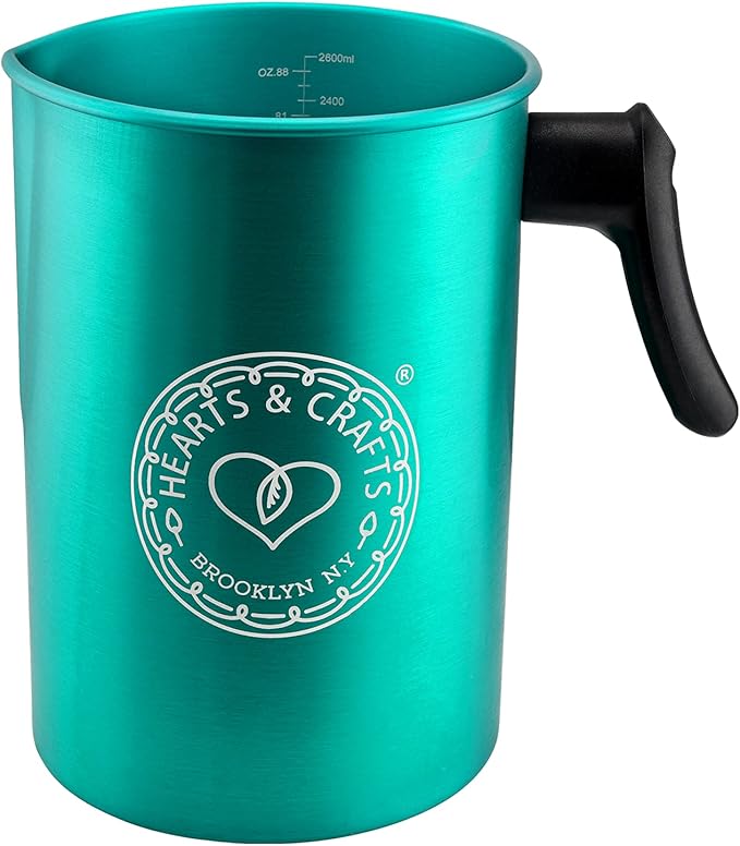 Hearts & Crafts Candle Pots, 64oz. Aluminum Candle Pouring Pitcher - Candle Making Pouring Pot for 4lb. Melted Wax, Teal Color - Best for Candles, Arts & Crafts, and More