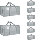 8 Pack-Extra Large Heavy Duty Moving Bags - Waterproof Storage Totes with Handles & Zippers, Foldable for College Dorm, Storage (light gray)