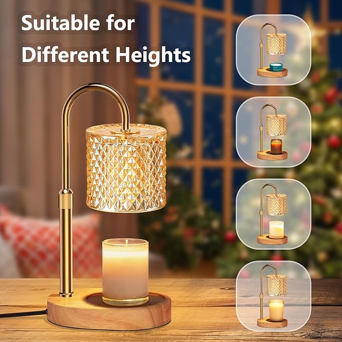 seenlast Electric Candle Lamp Warmer with Timer Dimmer Adjustable Height,Gifts for Women and Men,Vintage Home Decor