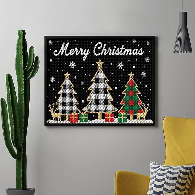 AIVKIEJK Diamond Painting Kits for Adults - Merry Christmas Tree Holiday Painting DIY 5D Full Drill Diamond Dots Paintings with Diamonds Gem Art and Crafts Home Decor 16"x20"