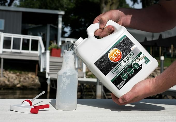 303 Products Marine Fabric Guard – Water Repellent & Stain Shielding Fabric Spray, Safe for All Outdoor Upholstery, Simple & Easy to Use, Protectant Spray for Boats, 1 Gallon