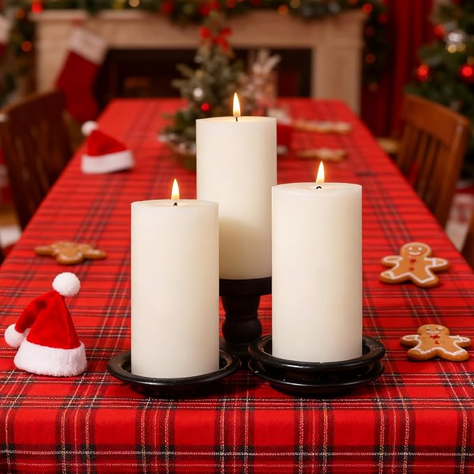 2.8x6 Inch Soy White Pillar Candles 255 Hours Long Burning Natural Unscented Non-Toxic White Soy Wax Candle Handmade Smokeless Soybean Pillar Candle for Wedding Table Home, 3 Pack