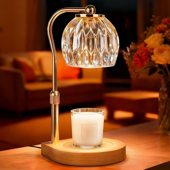 Candle Warmer Lamp with Timer Dimmer Adjustable Height, Gift for Women Mom, House Warming New Home Cozy Decor, Wax Melt Warmer for Jar Candles with 2 Bulbs