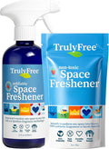 Truly Free Space Freshener Starter Kit, Lemongrass Essential Oil - Car and Air Fresheners for Home, Natural Odor Eliminator Room Spray, 16oz Spray Bottle, 1 Refill (3.4oz) No Synthetic Fragrances