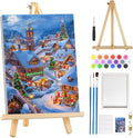MOGTAA Christmas Paint by Numbers Kit for Adults Beginners with Frame, Christmas Winter Adult Paint by Number Kits on Canvas with Easel, Easy DIY Oil Painting Kits for Home Decor, 8x12in