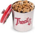 Stainless Steel Dog Treat Jar with Airtight Lids – Holds Up to 2 lbs – Pet Food Storage Bin for Dog & Cat Treats – Decorative & Durable Canister