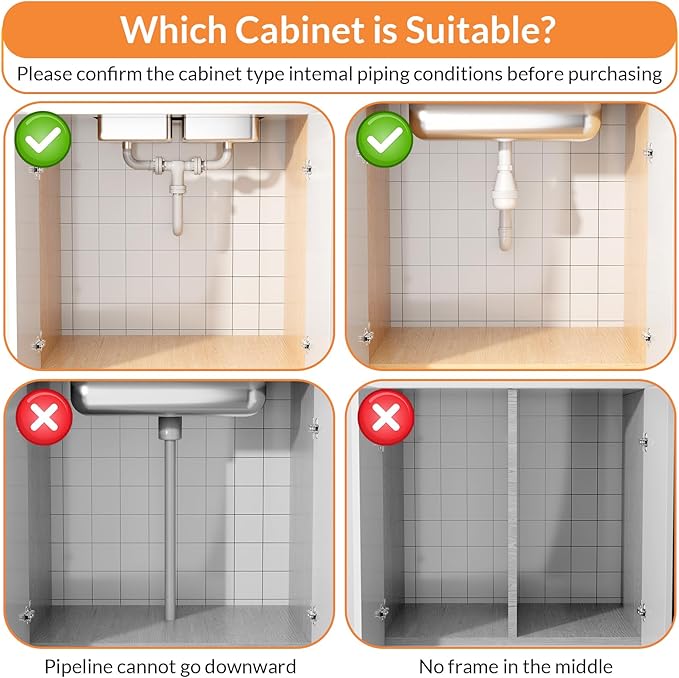 Expandable Under Sink Organizer with 5-Level Height Adjustment,2 Tier Under Sink Organizer Pull-Out Under Sink Drawers Cabinet Organizer for Kitchen & Bathroom Storage,Black,Large