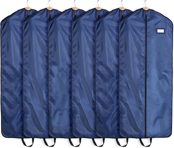 Covermates Keepsakes Garment Bag Set for Closet Storage and Travel – Breathable Suit and Dress Bags with ID Window and Carrying Handles – Heavy-Duty Hanging Wardrobe Protection Set, Blue
