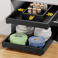 Upgrade 2 Pack Pull Out Cabinet Organizer, Expandable Width (11.4"-18.9") Depth (16.3"-21.7") Pull out Drawers for Cabinets with 3 Rails, No Drill Adhesive Film or Nail Slide out Drawers for Kitchen