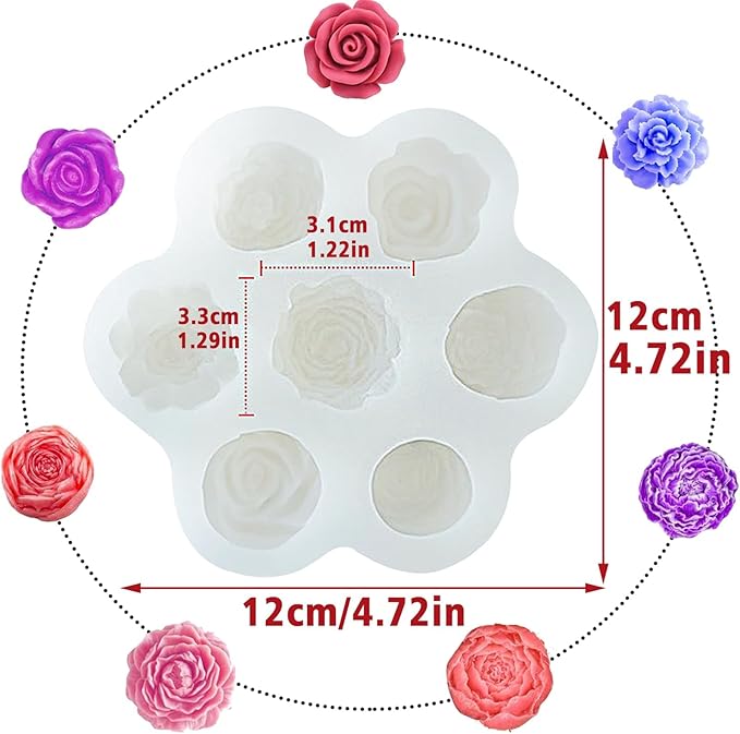 7 Sets Flower Candle molds,3D Valentin e's Day Mold for Candle Making for Candle Soap Making,Handmade Cake Dessert Decoration Chocolate Cupcake Candy Ice Mold,Resin Concrete Art Crafts Accessories