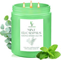 Mint Eucalyptus Large Scented Candle, 3-Wick 22oz Long Lasting Scented Candle, Natural Soy Wax Aromatherapy Candle for Home, Candle Gifts for Women Men