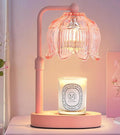 MEIXISUE Pink Flower Candle Warmer Lamp with Timer Dimmer, Adjustable Height No Flame Wax Warmer for Jar Candles, Ideal Gifts for Mom Women, ‌Housewarming New Home Bedroom Decor with 2 Bulbs