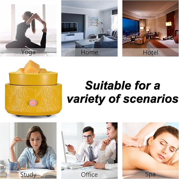 nawaza Ceramic Wax Melt Warmer, Fragrance Wax Warmer 4-in-1 Electric Candle Wax Melter and Wax Cubes for Home Office Bedroom Aromatherapy Essential Oil Burner is Birthday Gifts for Women（Yellow）