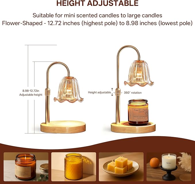 Homelist Candle Warmer with Timer Dimmable, Candle Lamp with Charming Gift Box, New Home Decor, Mothers Day Birthday Christmas Gifts, Candle Wax Melt Warmer with 2 Bulbs