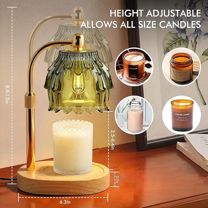 Candle Warmer Lamp with Timer - Electric Wax Melt Warmer with Adjustable Height and Dimmer for Scented Candle Wax, Home Fragrance Décor and House Warming Birthday Gifts for Women Mom