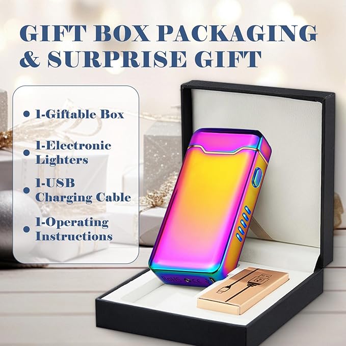YOZWOO Rechargeable Electric Lighter USB Electronic Lighter High Power Flame Arc Plasma Lighters Windproof Camping Lighters with Long Battery Life for Home and Outdoor (Colorful)