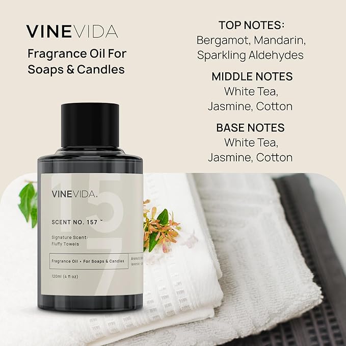 VINEVIDA [4 oz] Fluffy Towels; Fragrance Oil for Candle Making and Soap Making - Premium Candle Scents for Soy Candles