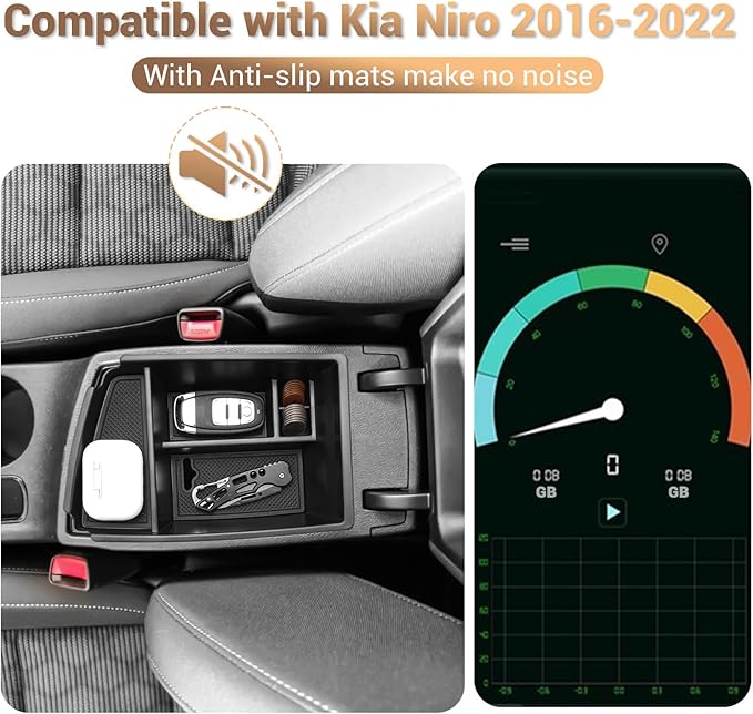 YEE PIN Kia Niro Center Console Organizer - Armrest Console Tray Storage Tray for 2016 2017 2018 2019 2020 2021 2022 Kia Niro Accessories (Gas & Hybrid)