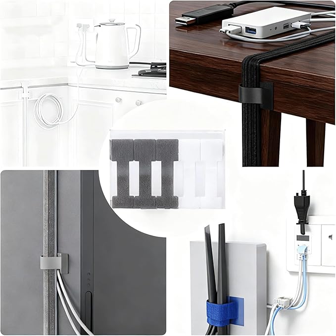 Hook And Loop Cable Ties, Cable Management Under Desk, Adjustable New Type of Stable Hook, Household & Office Essentials, 50 Pieces Per Box